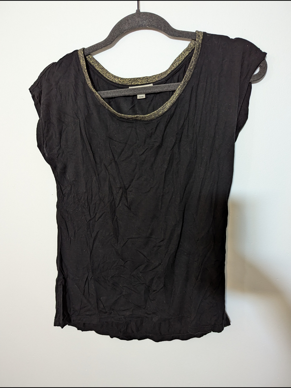 Smart Set Black Top with Gold Metallic Trim